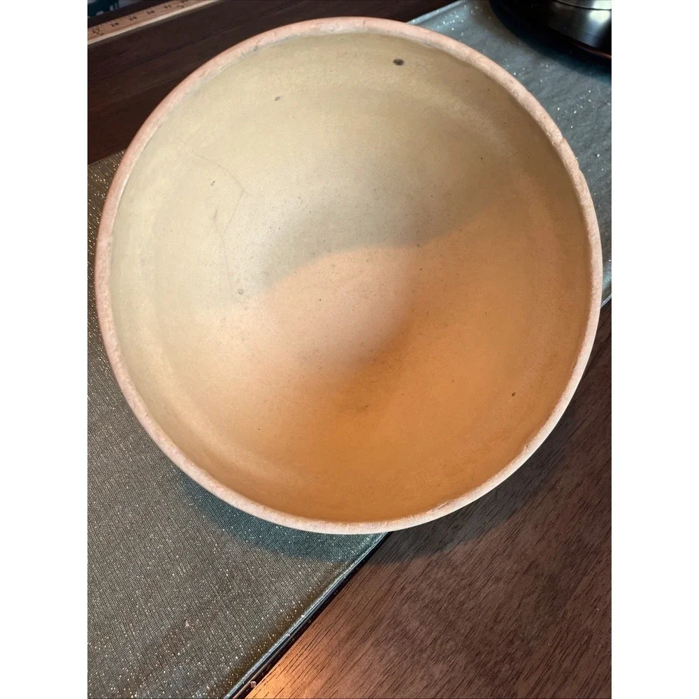 Vintage Red Wing Stoneware Mixing Bowl Blue Band Paneled Saffronware  9 Inch